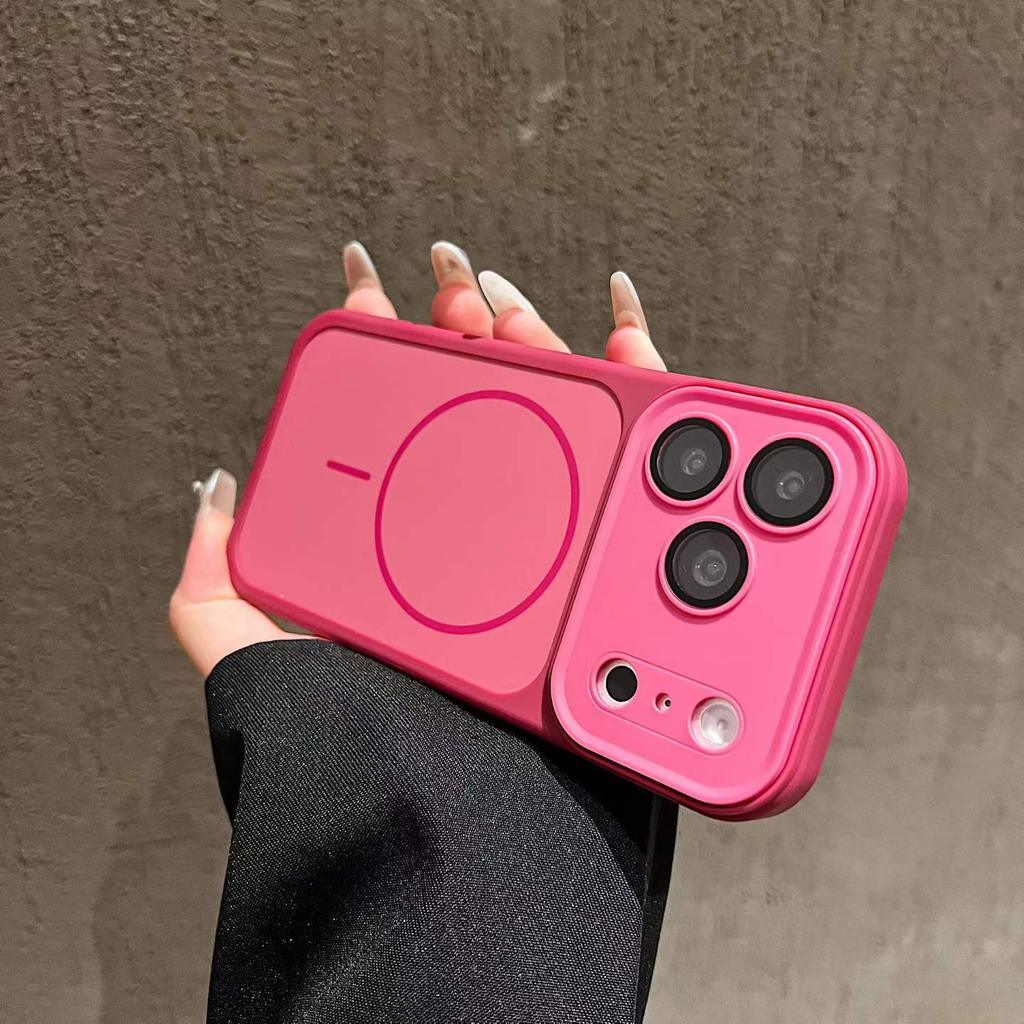 Contrasting color magnetic suction Apple 17PROMAX mobile phone case is suitable for iPhone16 integrated button protective case 11 advanced sense