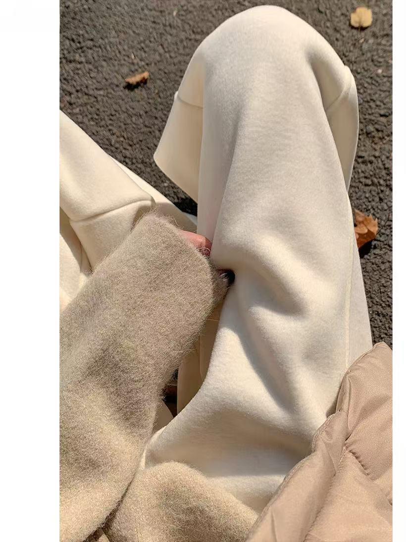 

Women s Cozy Off-White Cashmere Wide-Leg Pants, Winter 2026, High-Waisted, Fleece-Lined, Casual Glutinous Rice Style. S, suggested 85-100 jin