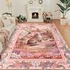 Vintage Animal Floral Pattern Living Room Carpet Foldable Machine Washable Rug Suitable for Sofa Coffee Table  Bedroom Floor Mat