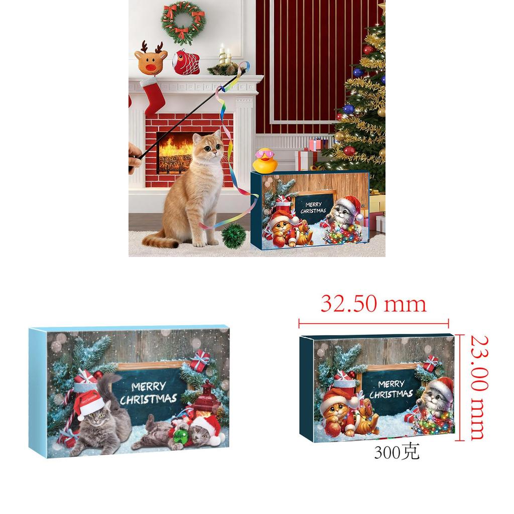 Cat Advent Calendar Christmas Counting Toy Pvc Green Blue For Pet Play