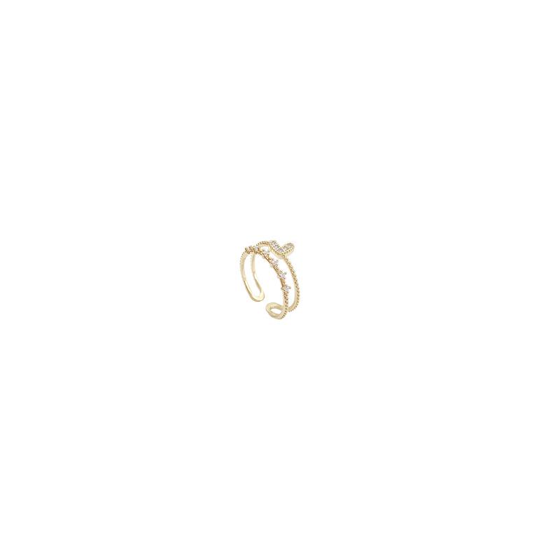 Trendy Love Double Layer Zircon Ring: Fashionable, High-Grade, Open Index Finger Ring for Women.