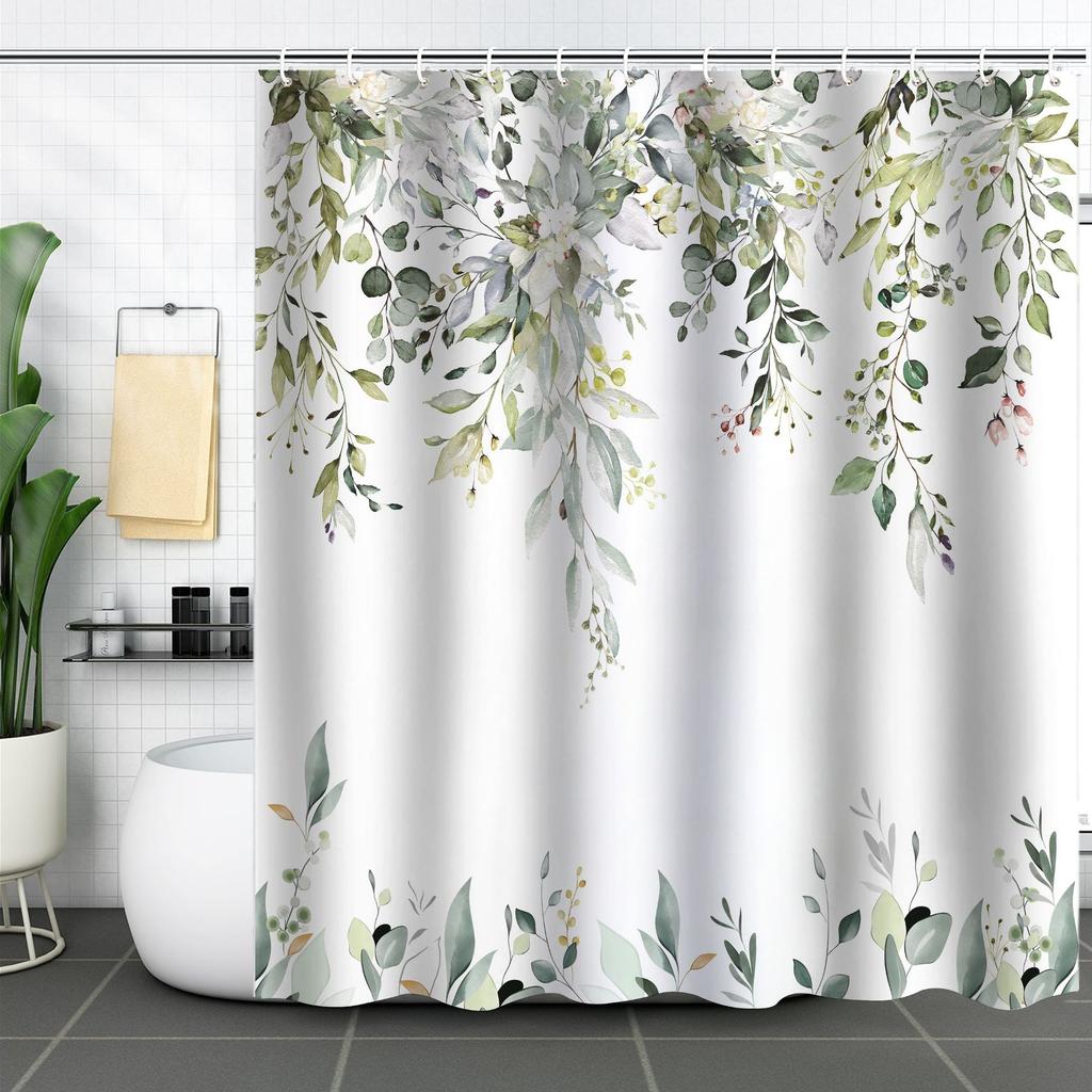 Shower Curtain Waterproof And Mildew-Proof 3D Digital Printing Plant Printing Shower Curtain Child Bathroom Partition Curtain