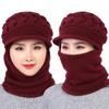 Thicken Warm and Windproof Riding Hat Knitted Scarf Ladies Winter Woolen Hat Plus Fleece Warm Knitted Hat Scarf Set