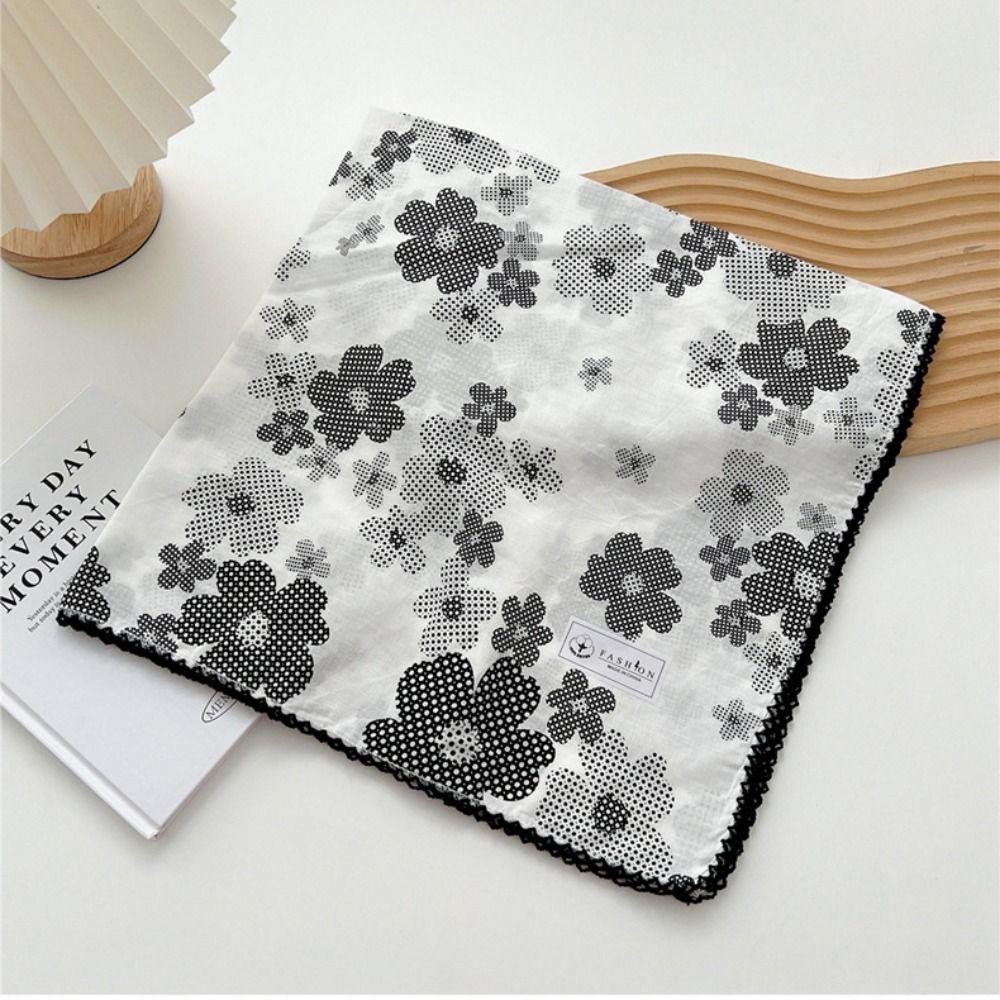 Floral Cotton Linen Print Scarves Scarf Hair Band Square Handkerchief Small Square Scarf Beach