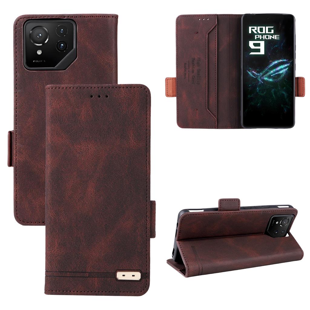 For Asus ROG Phone 9 5G Case Leather Wallet Flip Phone Cover with Hardware Decor