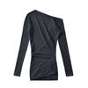 American vintage off-shoulder asymmetrical long-sleeve dress for women, new autumn pure and alluring spicy girl waist-cinching slimming pencil skirt