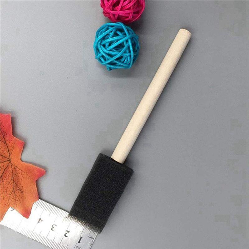 A60z180pcs Small Foam Paint Brush Sponge Foam Brush Painting Set Wood Handle 1 Inch Paint Brushes Tools Painting Setmay