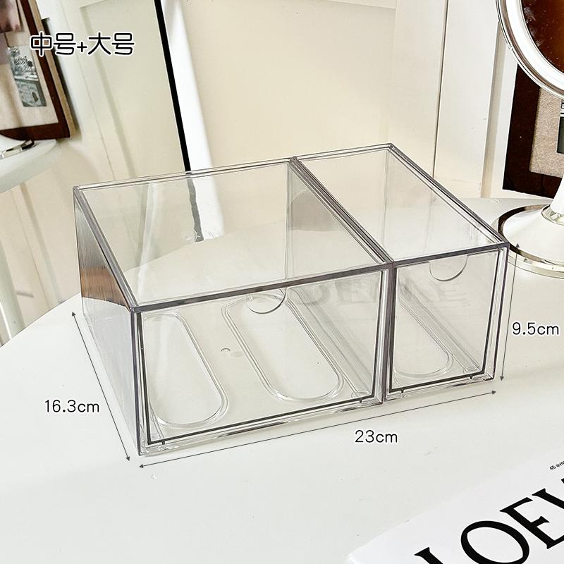 Acrylic Transparent Desktop Cosmetic Organizer Bathroom Jar Makeup Storage Box Set Drawer Large Dust-proof Cotton Swab Organizer