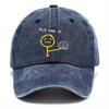 Pc Mountain UnisexS Retro Washed Baseball Cap with Small Figure Holding Brain Pattern Logo  a Durable Outdoor Cap Suitable for C