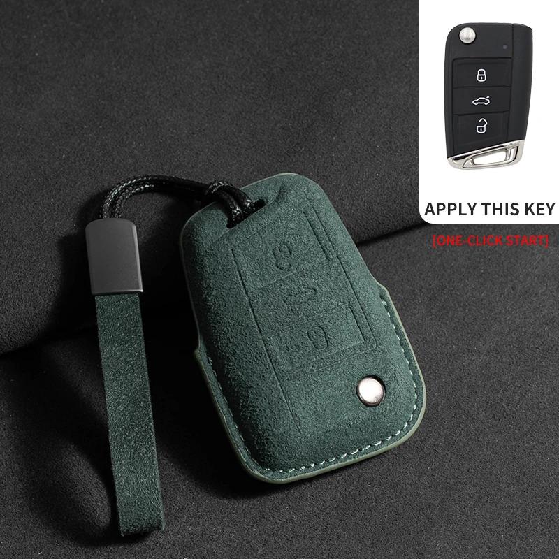Suede Car Key Case Cover Fob Keychain for VW Volkswagen Golf 7 MK7 Tiguan MK2 for Ateca Leon FR Ibiza Skoda Octavia Kodiaq