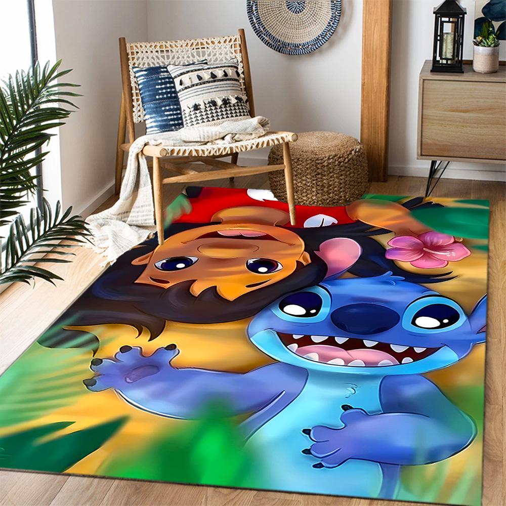 Lilo And Stitch Dance Party Disney Cartoon Theme Anti-Slip Rug - Polyester, Home Decor, Suitable for Bedrooms, Living Rooms, Doorways, and Studios