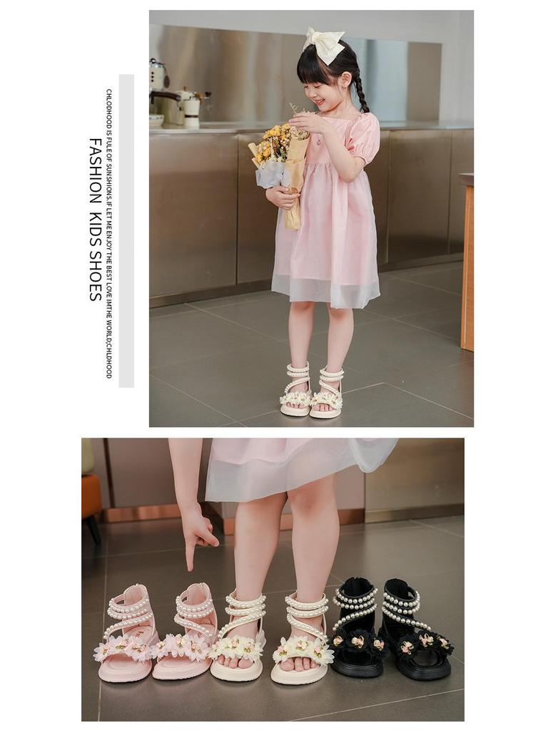 Summer 2025 Girls' Cute Princess Open Toe Sandals – Soft Sole, Perfect for Little and Big Kids At the Beach.