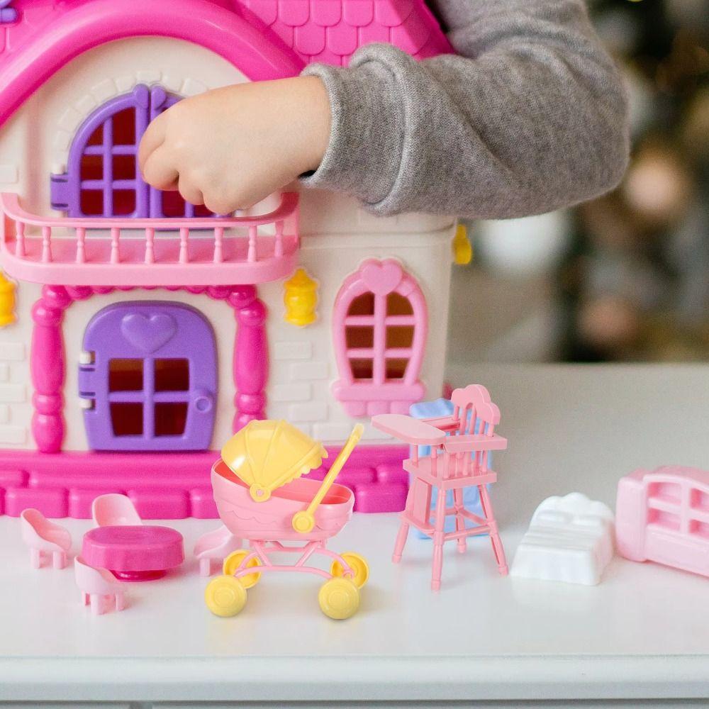 High Chair Dollhouse Stroller Pretend Play Dollhouse Baby Furniture DIY Accessories