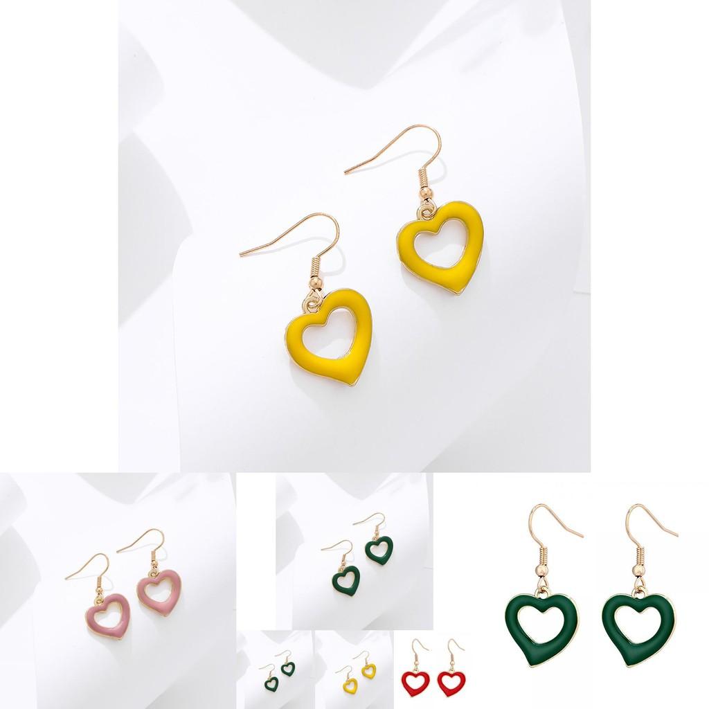 Trendy Green Heart Shaped Hollow Out Earrings For Women Summer 2022
