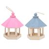 Wooden Bird Feeder Handmaking Outdoor Hanging Parrots Birdhouse Feeder with Roof