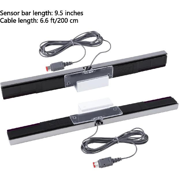 Aokin Sensor Bar for Wii, Replacement Wired Infrared Ray Sensor Bar for Nintendo Wii and Wii U Console, Includes Clear Stand