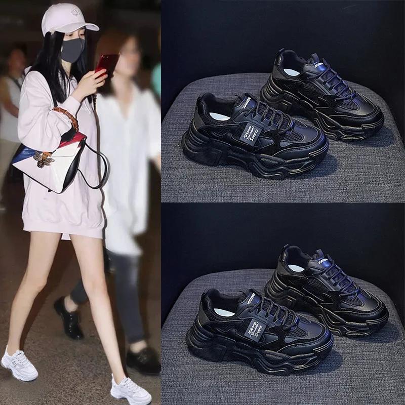 New Women Breathable Air Mesh Sneakers Spring Autumn Thick-soled Casual Sport Running Shoes Girl Student Athletic Shoes