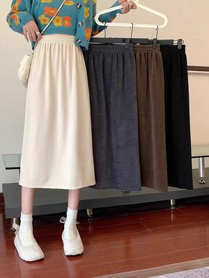 Women's High-Waist Corduroy A-Line Skirt – 2023 Autumn/Winter Fashion, Slim Fit, Korean Style