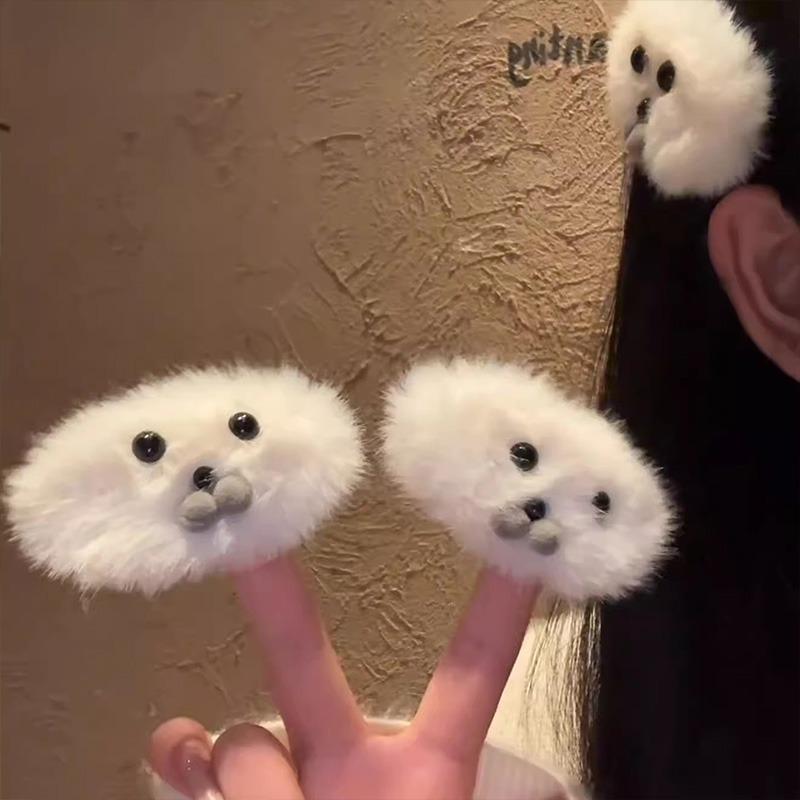 2pcs Cartoon Plush Little Seal Hair Clip Sweet Cute White Hairpin Fashion Versatile Autumn Winter Pet Barrettes Hair Accessories