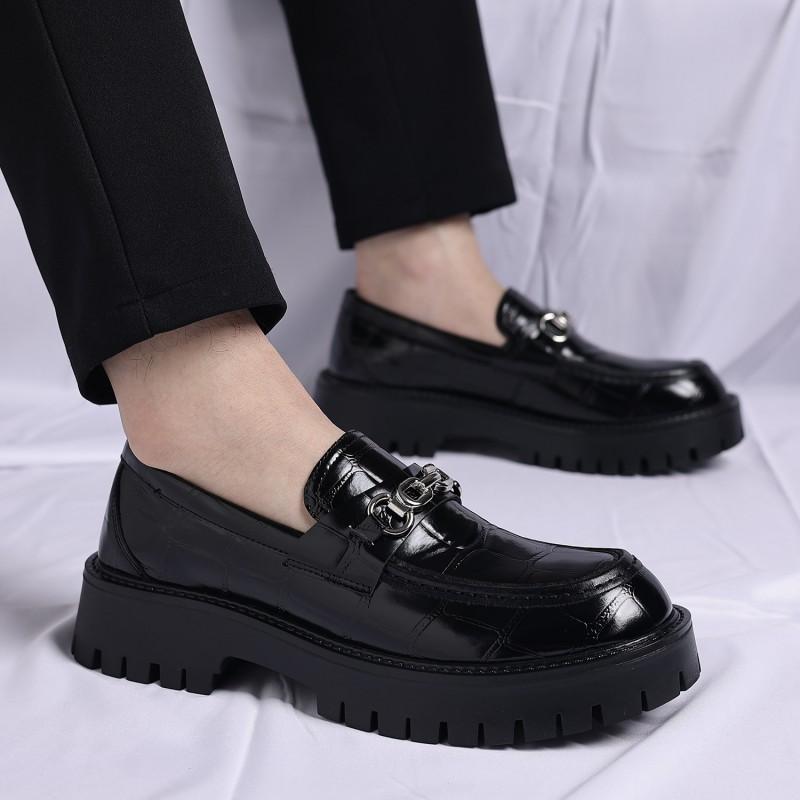 Mens Thick Sole Oxford Style Loafer Round Toe Comfortable Dress Casual Shoe Rubber Wide Fit