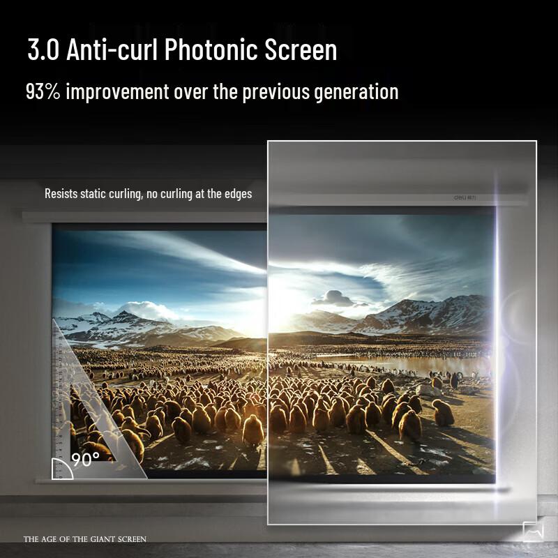 Deli 100-inch 16:9 Electric 8K Projector Screen