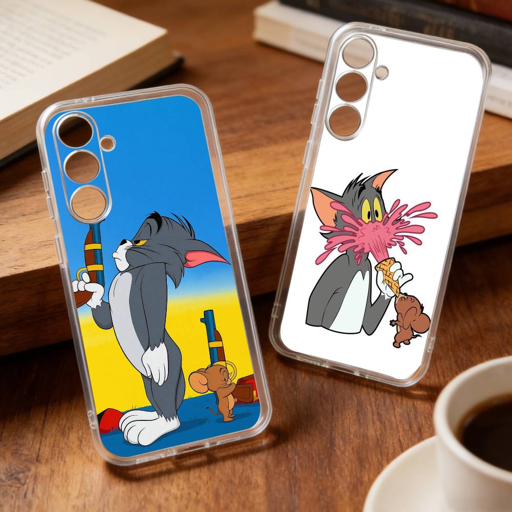 F-Funny TomS Cartoon J-JerryS phone Case For Samsung S30,23,21,22,20, FE lite,S10,9,8,7 PIus Note20ultra Soft Transparent