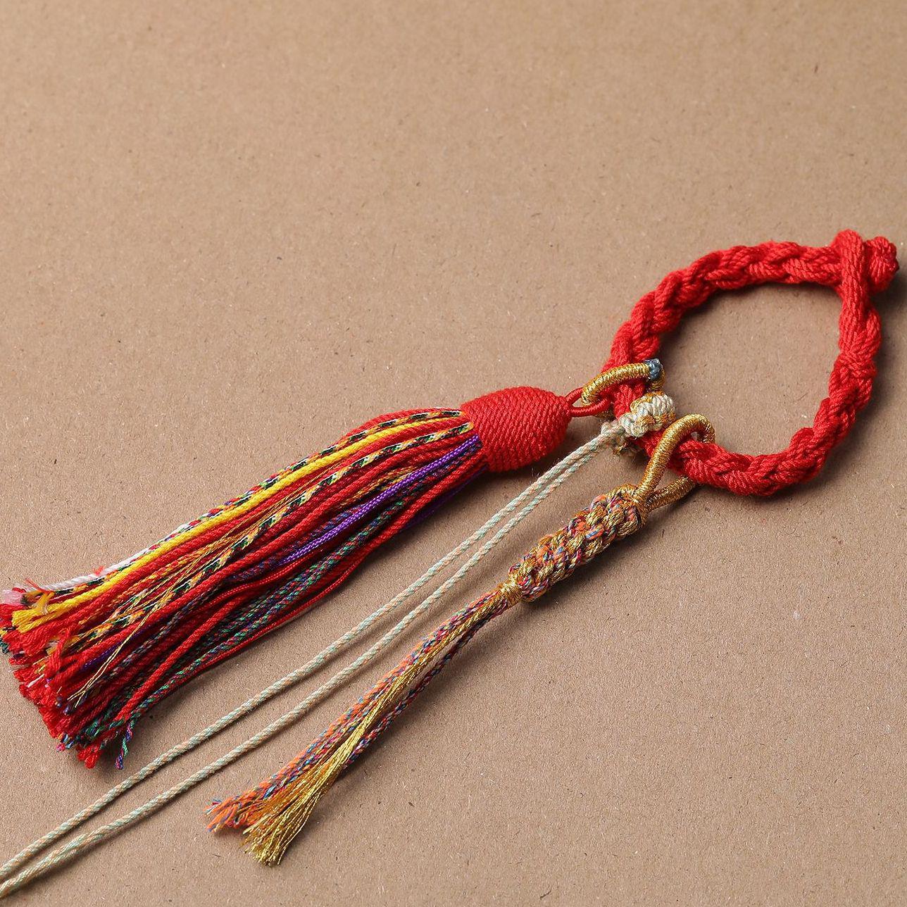 Тибетский брелок-подвеска с кисточкой из хлопка ручной работы