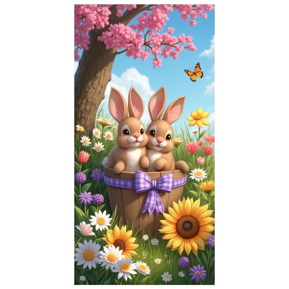 Rabbit Banner Spring Theme Spring Background Spring Display Butterfly Accent Easter Background For Holiday Decor  Shower