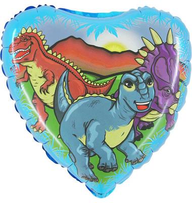 Balon Foliowy Serce Dinozaur Dino Urodziny 45Cm