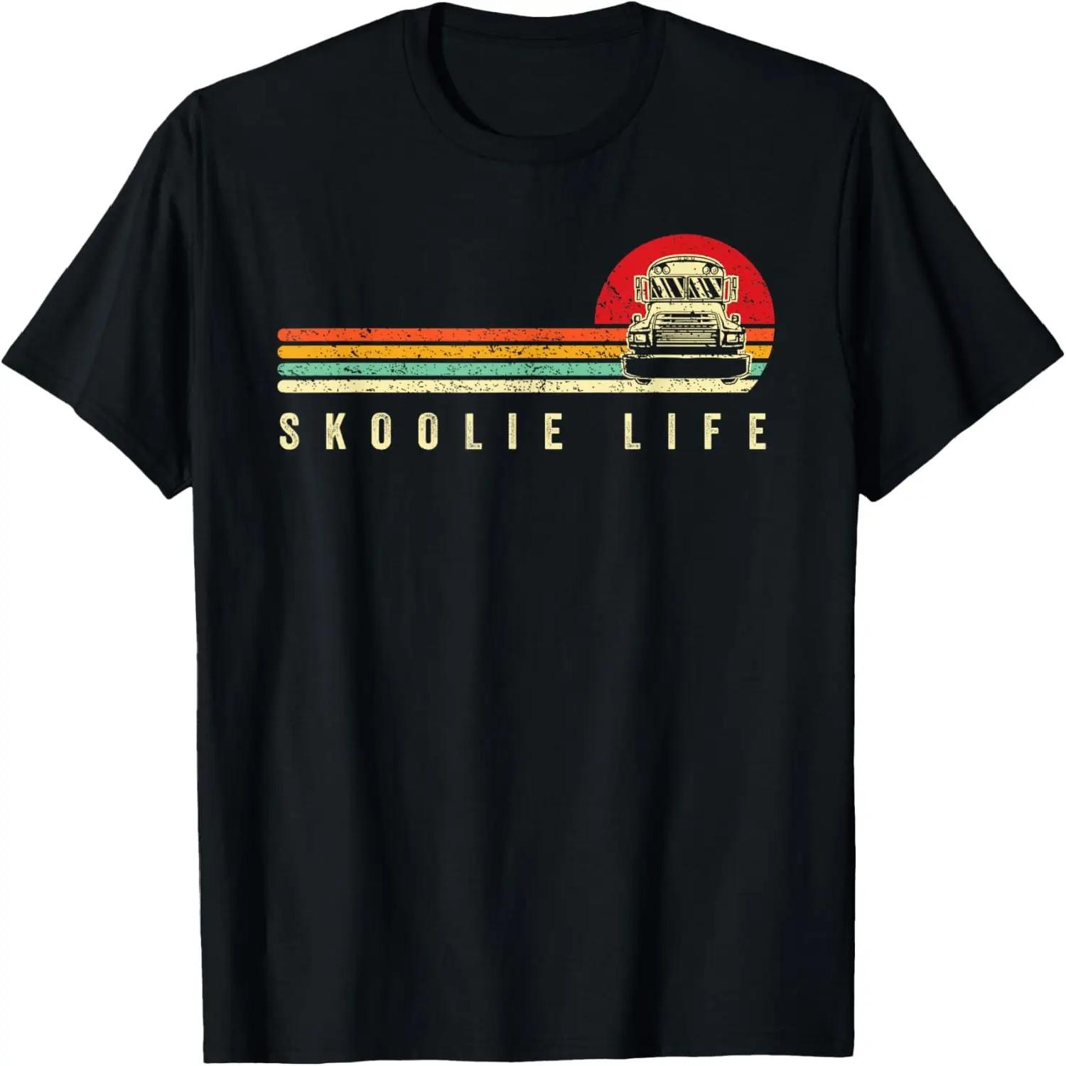 Skoolie Life Retro Converted School Bus Life Travel Roadtrip T-Shirt XXXXL