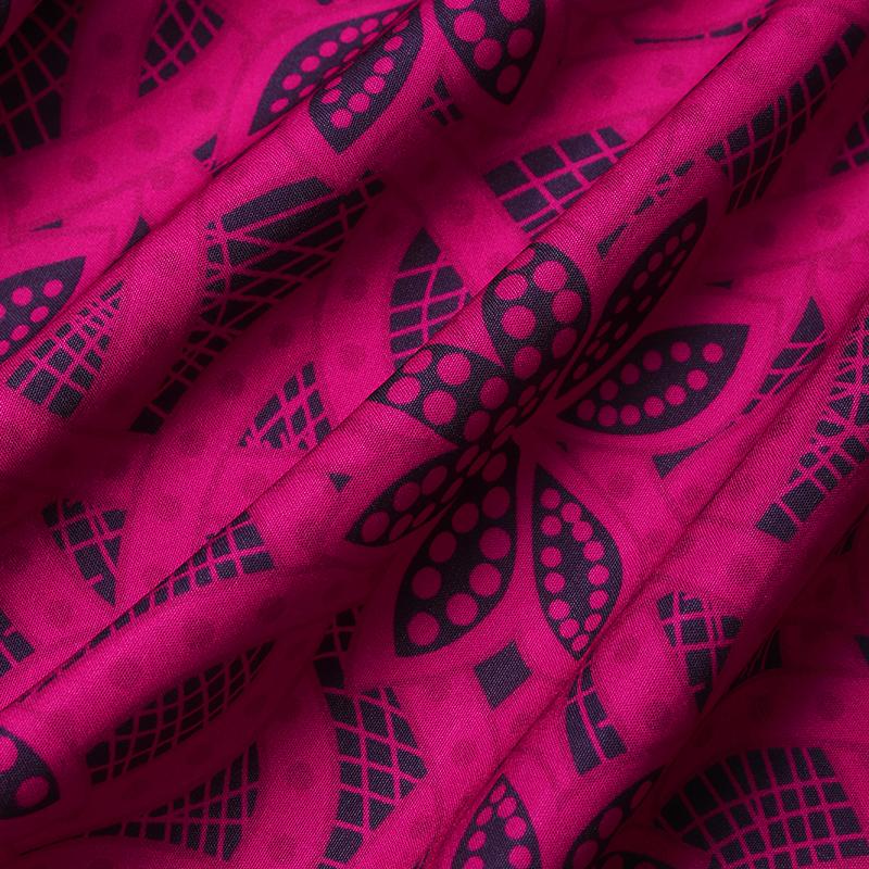 Women Plus Size Round Neck Long Sleeve Printed Loose Long Dresses