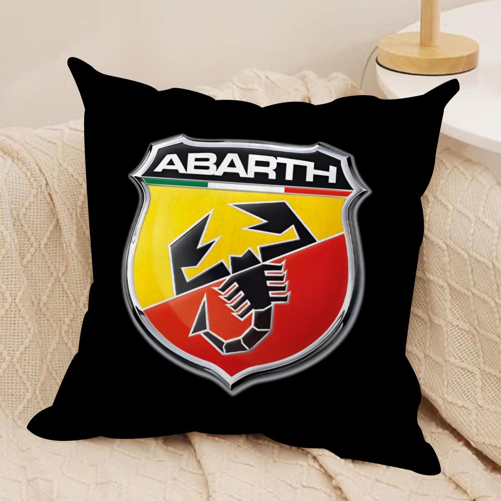 A-Abarth Racing Car Logo Cool Cushion Cover Silky Short Plush Invisible Zipper Dustproof Sofa Pillow Case For Home Decor