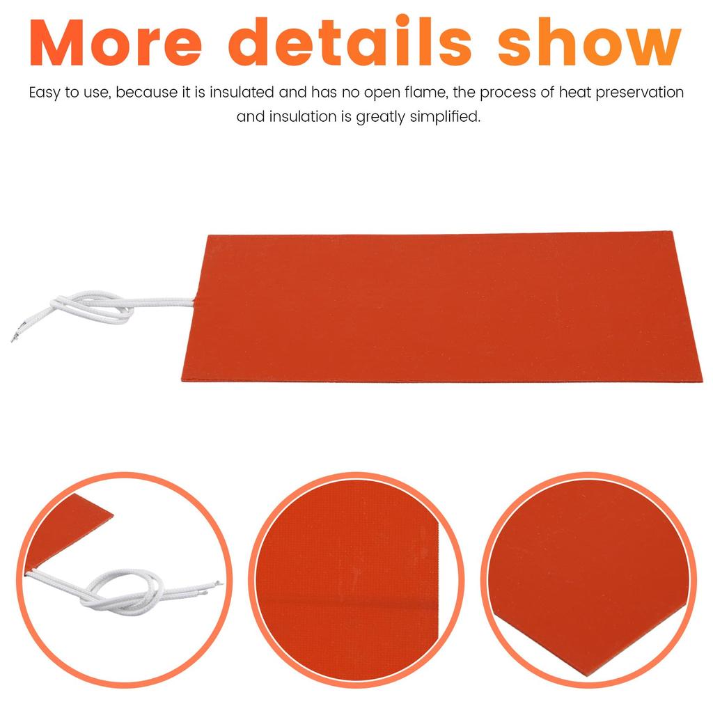Avrpqiwy Silicone Heating Pad Rubber Heating Mat Heater Bed Plate Flexible Waterproof Heating Parts for