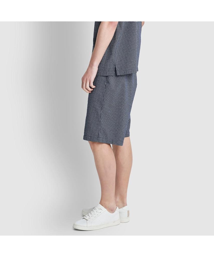 Jaju Men'S Seersucker Pattern Knee-Length Pajama Set_Light Navy