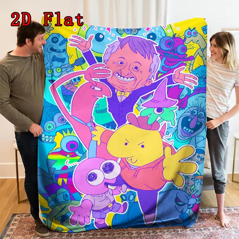 Smiling friends 2D Flat Pattern Flannel Blanket High quality All Seasons Warmth and Comfort Perfect for Christmas Gifts.NMT0928153