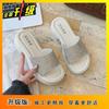 Fashion rhinestone open-toed beach cool slippers 2025 summer new rhinestone thick-bottomed cool slippers outer wear