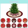 Festive Red Plaid Christmas Tree Skirt With Santa Elk Design For Elegant Holiday Decor