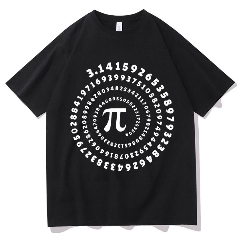 Hot Sale Mens High Quality Cotton Crewneck Funny Pi Print Summer Loose Tshirt Short Sleeve Gothic Oversized Tshirt Casual Tops