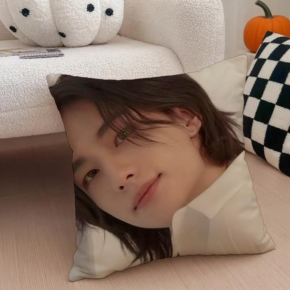 Ornamental Handsome Singer HHyunjin Cushion Cover Throw Pillow Cover Hidden Button Durable Polyester Chair Cushion