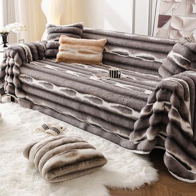 Cream Style Rabbit Plush Sofa Cover Cloth Thickened Warm Full Blanket Sofa Seat Cushion Anti-slip One-piece Sofa Towel