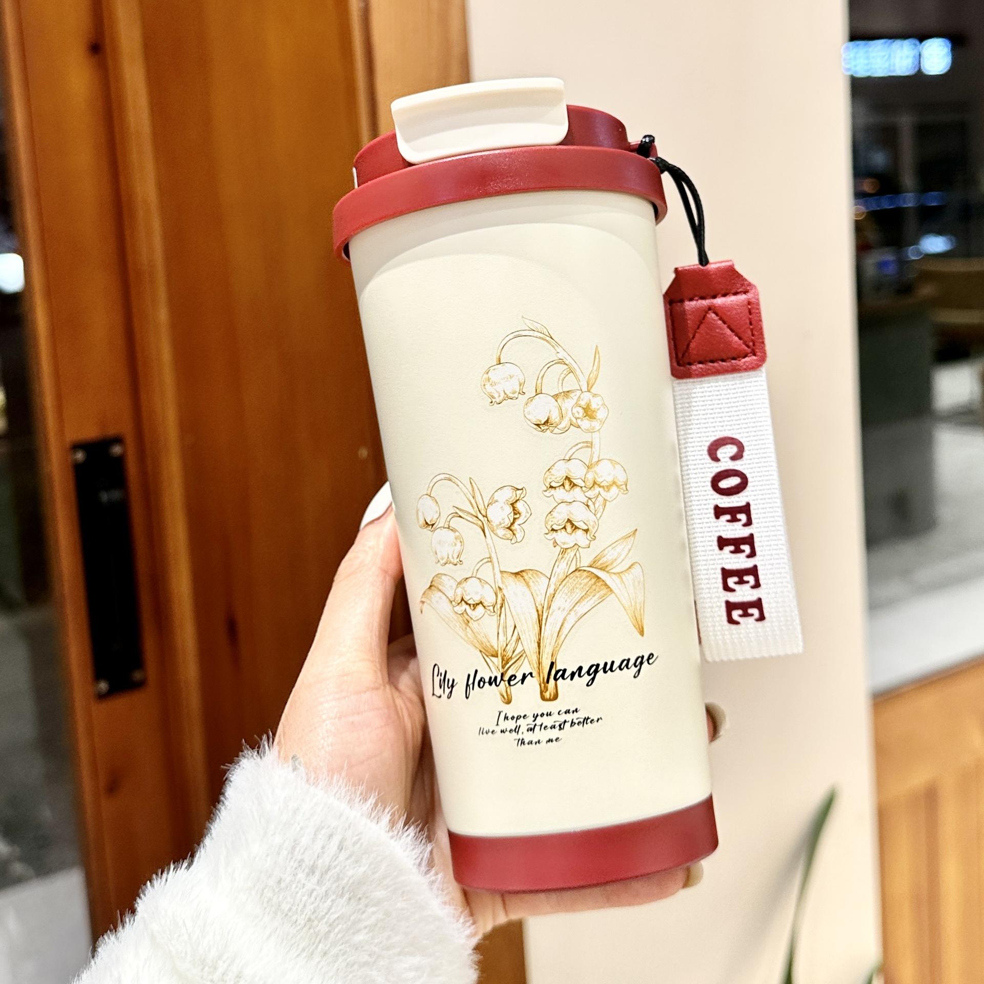 

Crayon Small New Water Cup Термос Чашка Женская Новая Высокого Внешний Вид Нержавеющая Сталь Кофейная Чашка Соломенная Чашка Офис 500ml