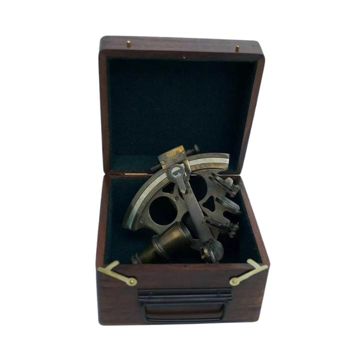 Antique Nautical Sextant Working Navigation with Wooden Box Marine Gift