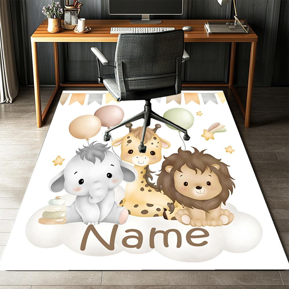 Custom Name Animals Printed Carpet,Rug for Office Chair Living Room Bedroom Kitchen Room Decor Gifts.