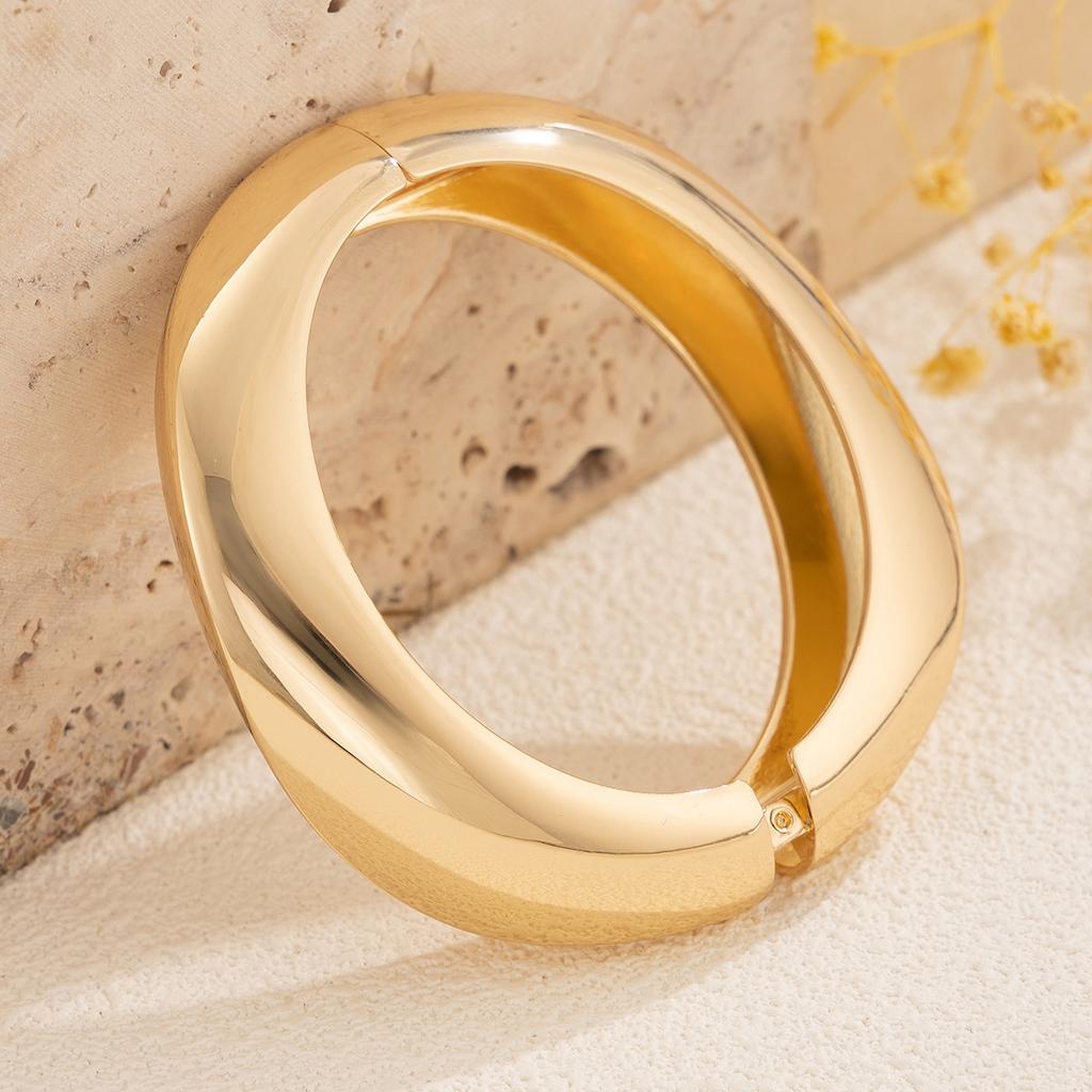 Salircon Hip Hop Exaggerated Wide Cuff Bangle Women Men Vintage Punk Irregular Glossy Gold Color Bracelet Bangles Party Jewelry