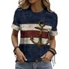 Summer Anchor Stripe 3D Print T-Shirts Women Casual Short Sleeve Round Neck T Shirt Harajuku Tees Top Female Street Clothing