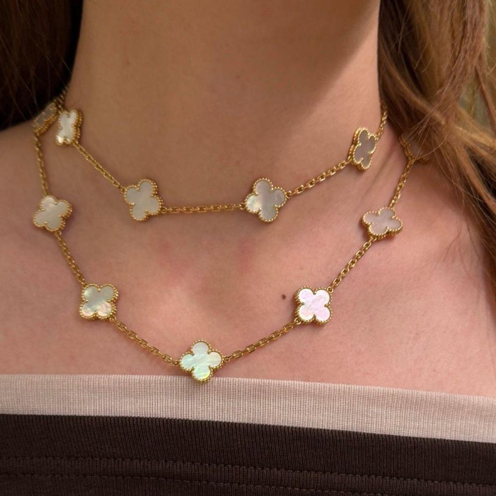 Titanium Steel Four-leaf Clover Necklace - Luxury High-end Lucky 20 Flower Necklace 15mm Choker