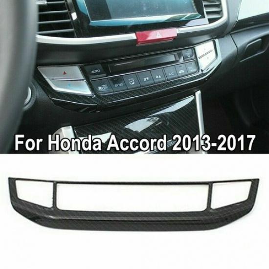 Car Carbon Fiber AC CD Switch Panel Console Cover For Honda Accord 2013-2017