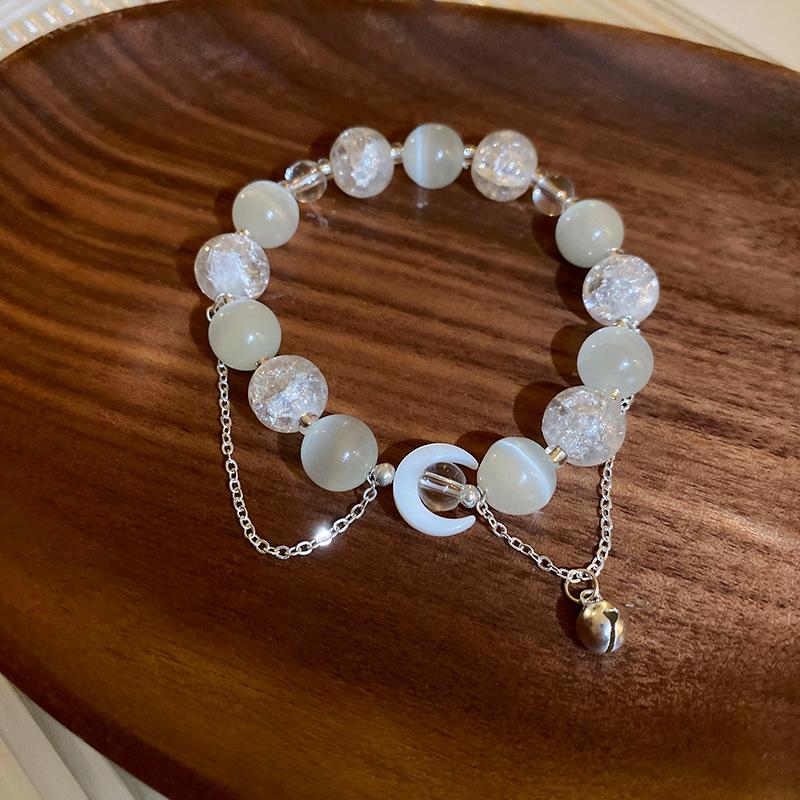 Браслет из круглых гравийных бусин опала луны Браслет интернет-знаменитости браслет из бусин