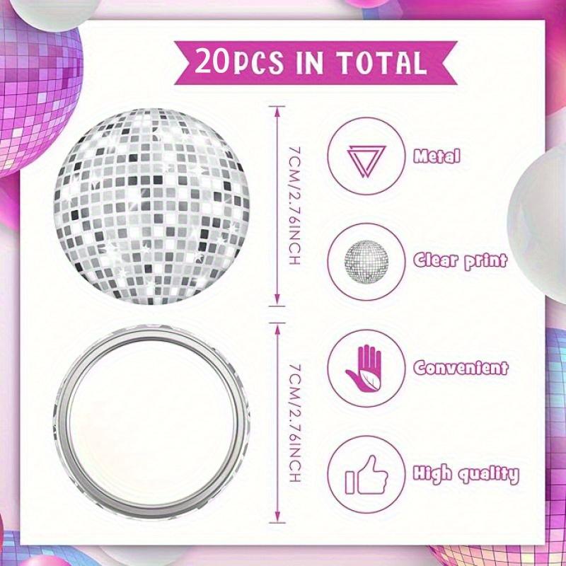 Portable Disco Ball Pocket Mirrors 20pcs, 6.91cm Round with Sparkling Silvery Frames for Parties