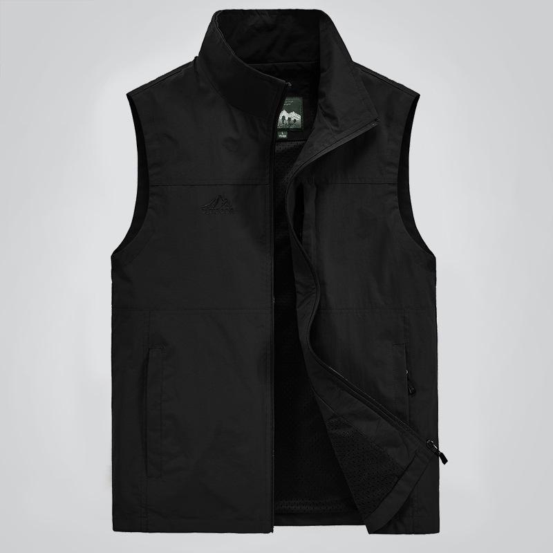 Men's Plus Size Quick-Dry Outdoor Casual Vest - Sleeveless, Loose Fit for Spring & Autumn